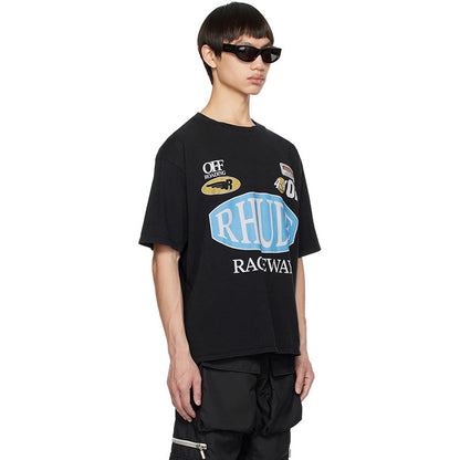 RHUDE Motorsports Track Letter Print T-Shirt RHUDE
