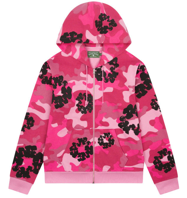 Denim Tears Cotton Wreath Camouflage Zipper Hoodie DENIM TEARS