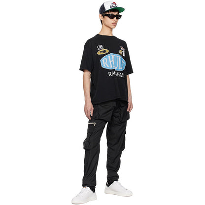 RHUDE Motorsports Track Letter Print T-Shirt RHUDE