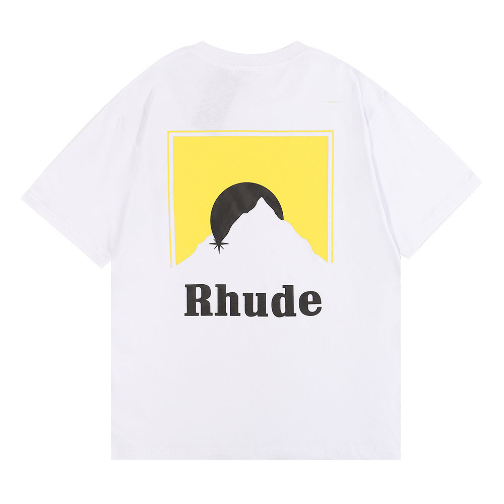 RHUDE Lettering Sunset Graphic T-Shirt Yellow RHUDE