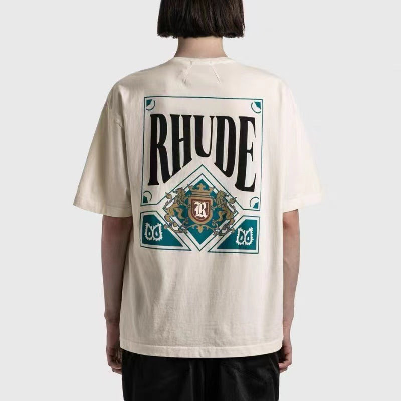 RHUDE Micro Logo Poker Card Printing T-Shirt RHUDE