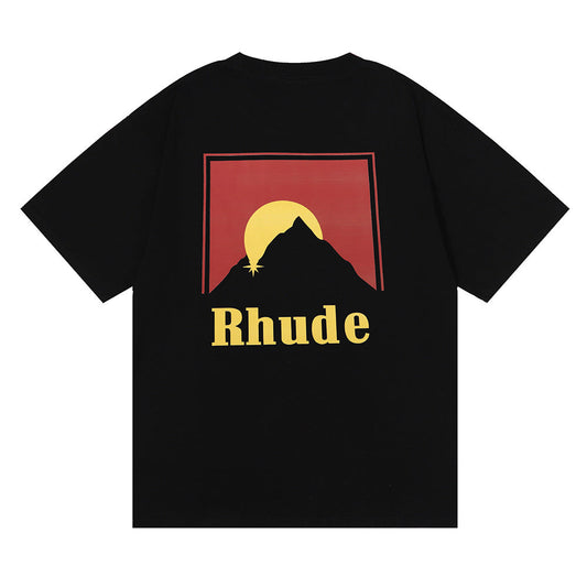 RHUDE Lettering Sunset Graphic T-Shirt Wine red RHUDE