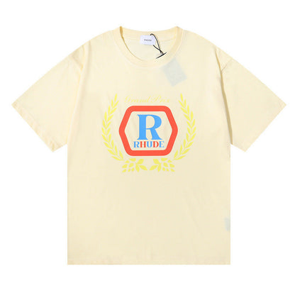 RHUDE micro-label wheat ear letter printing t-shirt RHUDE