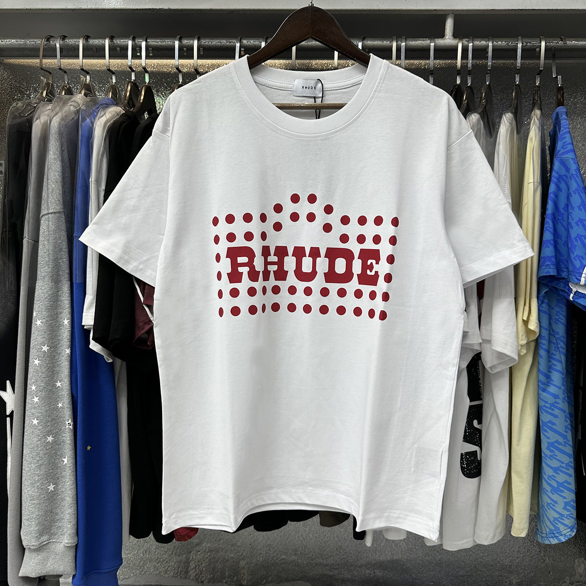 RHUDE FLOCKED BURNOUT T-Shirt RHUDE