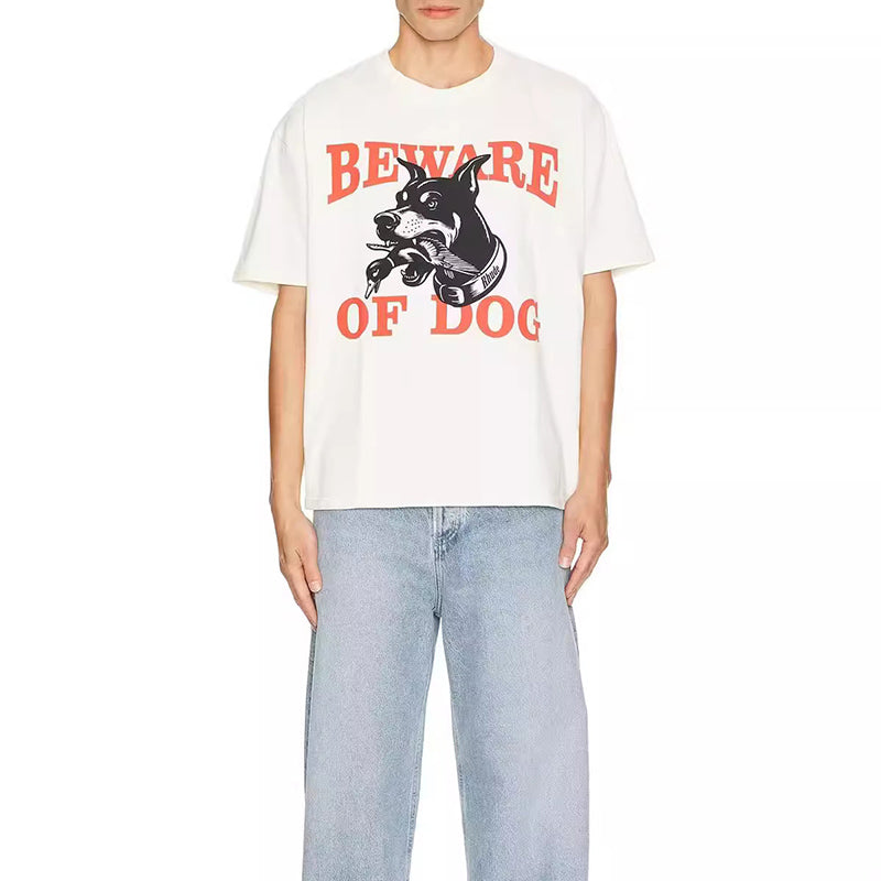 RHUDE Warning Logo Cotton Short-Sleeve T-Shirts RHUDE