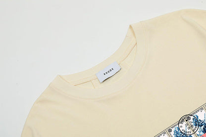 RHUDE Rhude Oil Painting Clock Coconut Tree Print T-Shirts RHUDE