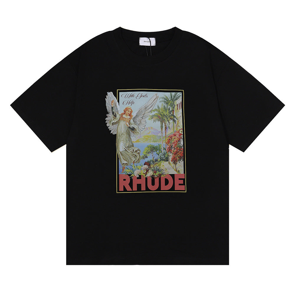 RHUDE Micro Logo Angel Letter Print T-Shirt RHUDE