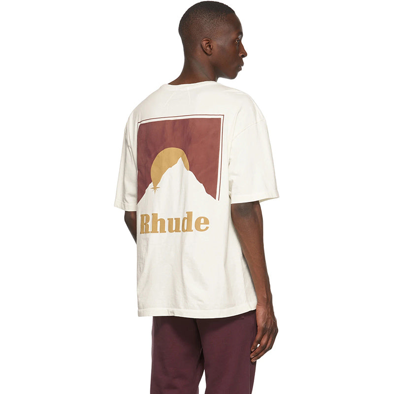 RHUDE Lettering Sunset Graphic T-Shirt Wine red RHUDE