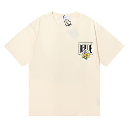 RHUDE Micro Logo Poker Card Printing T-Shirt RHUDE