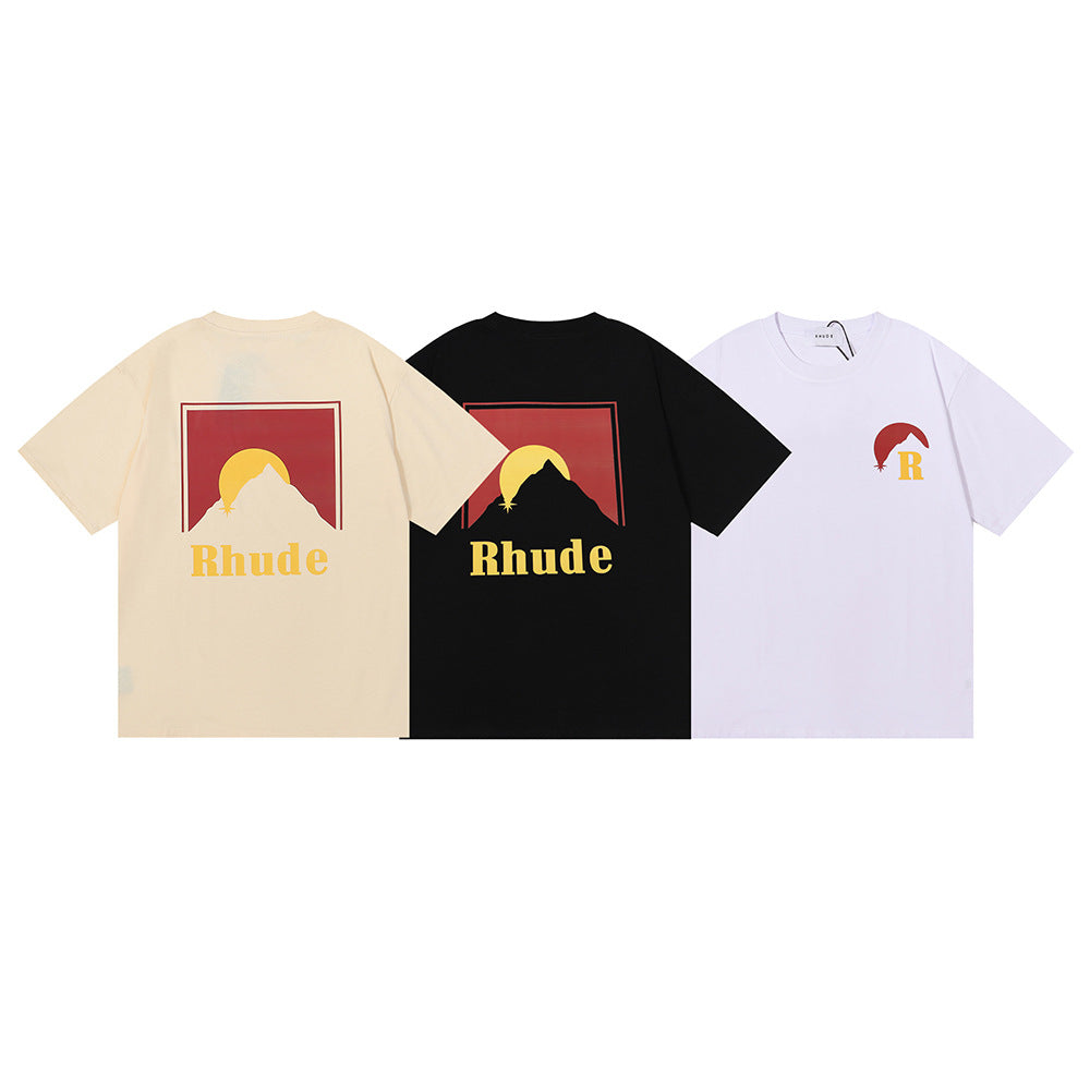 RHUDE Lettering Sunset Graphic T-Shirt Wine red RHUDE