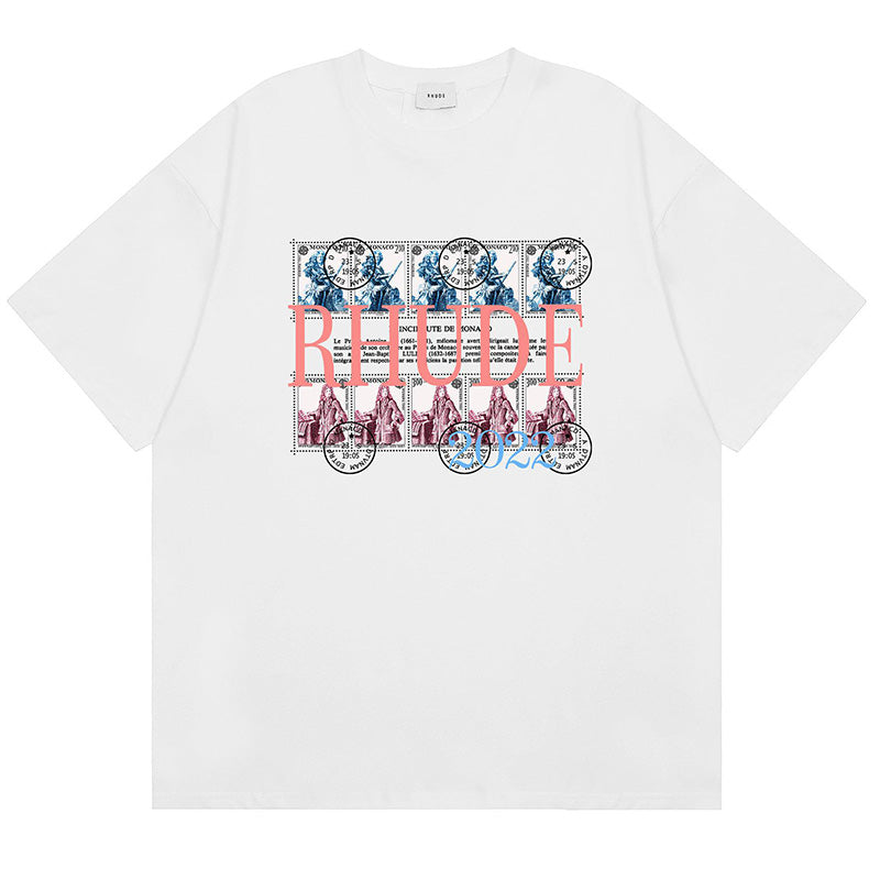 RHUDE Rhude Oil Painting Clock Coconut Tree Print T-Shirts RHUDE