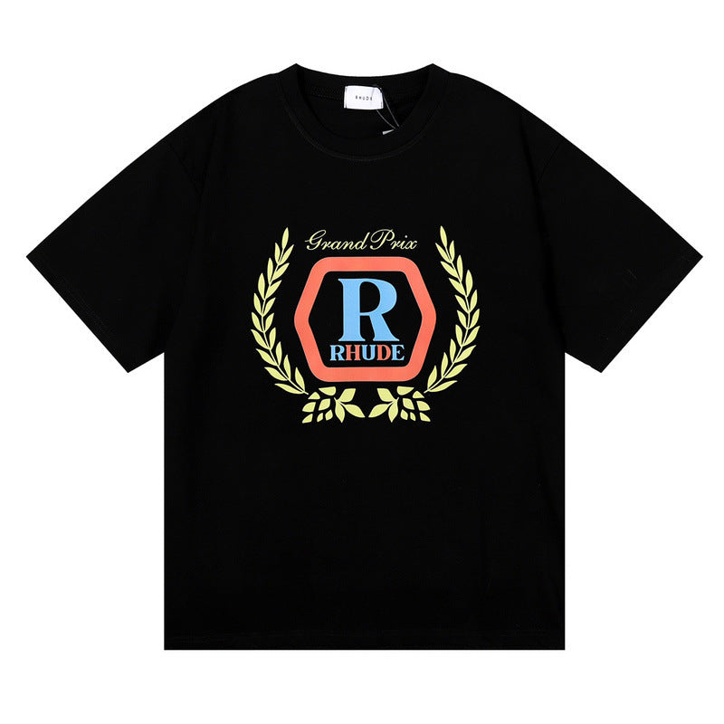 RHUDE micro-label wheat ear letter printing t-shirt RHUDE