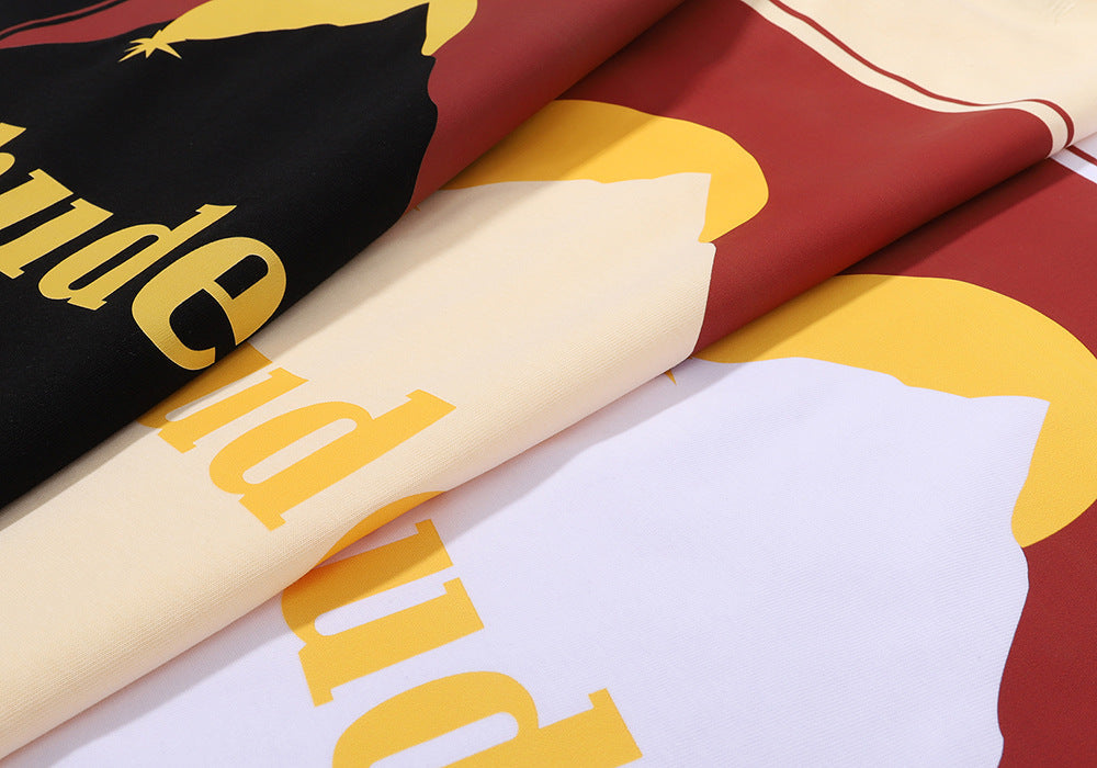 RHUDE Lettering Sunset Graphic T-Shirt Wine red RHUDE
