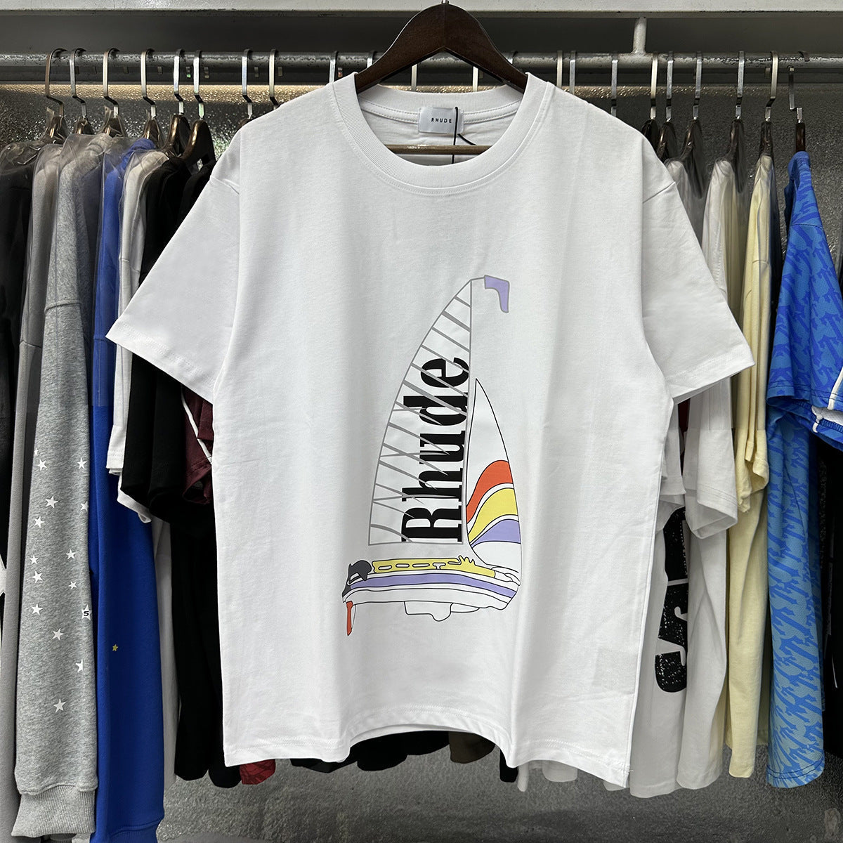 RHUDE Catamaran Champion Cotton T-Shrit RHUDE