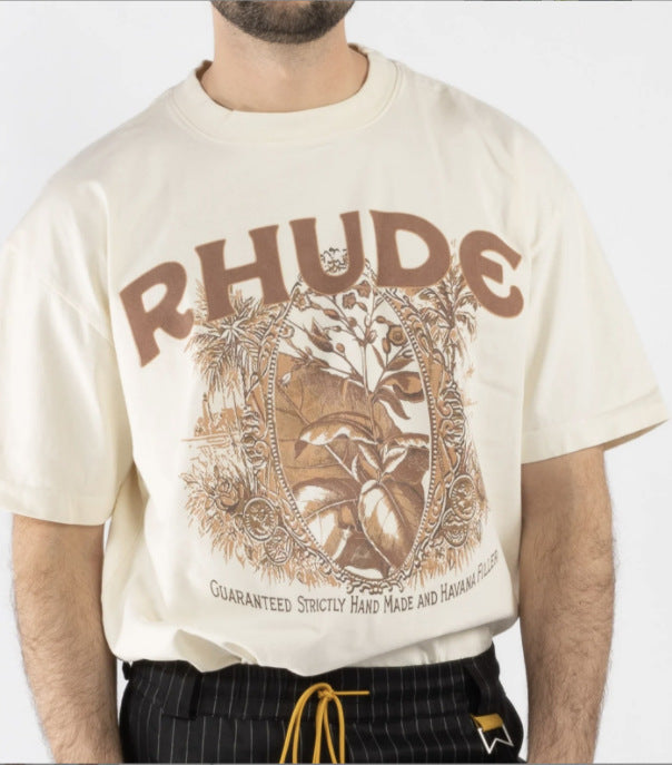 RHUDE letter wheat ear fruit print T-shirts RHUDE