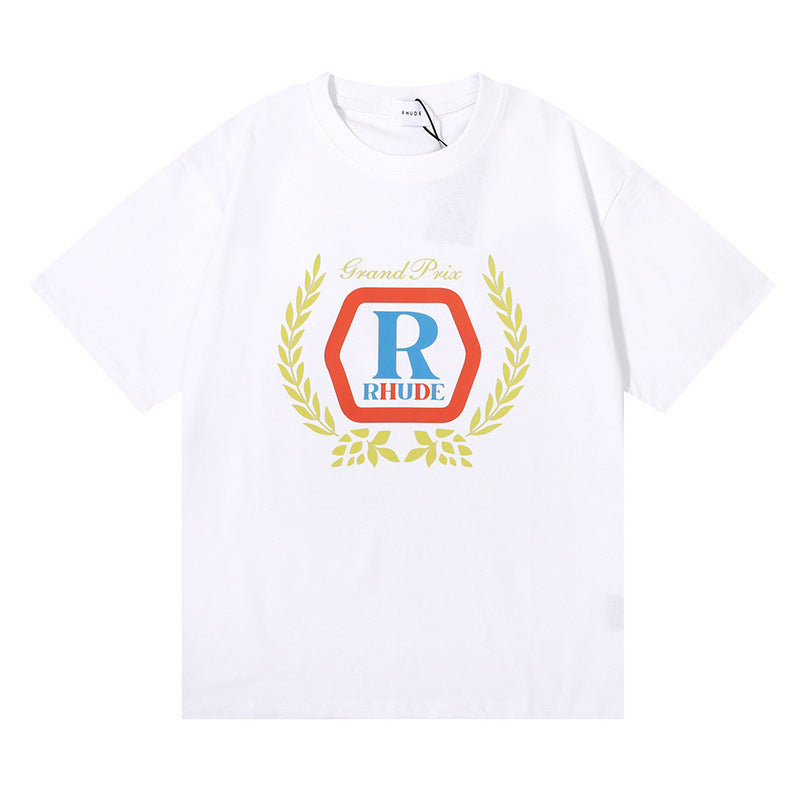 RHUDE micro-label wheat ear letter printing t-shirt RHUDE