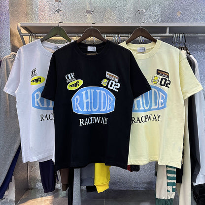RHUDE Motorsports Track Letter Print T-Shirt RHUDE