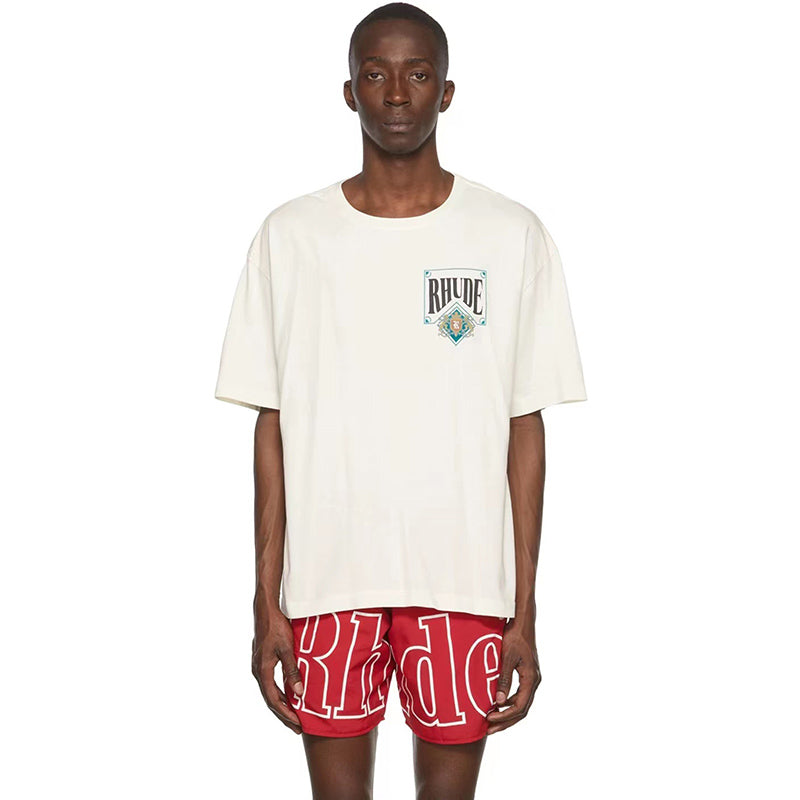 RHUDE Micro Logo Poker Card Printing T-Shirt RHUDE