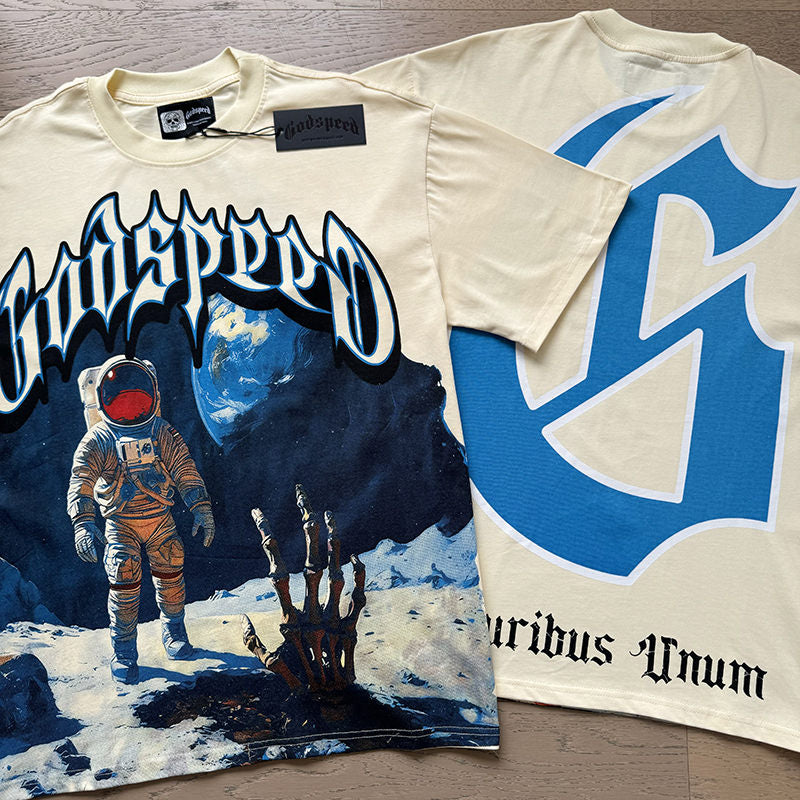 GODSPEED Astronaut Meets Skeleton Hand T-shirt Godspeed